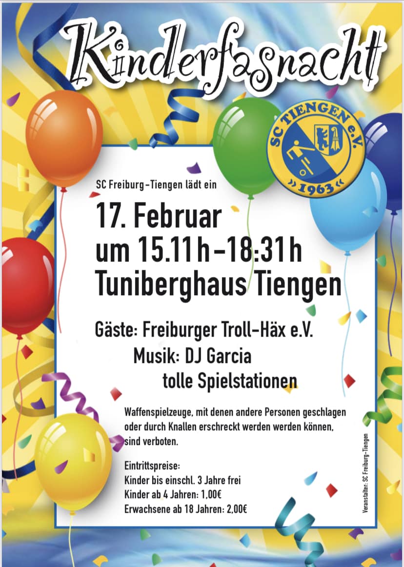Plakat Kinderfasnacht 2023 SC Freiburg-Tiengen