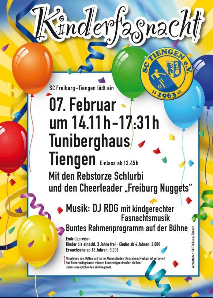 Plakat Kinderfasnacht 2026 des SC Freiburg-Tiengen
